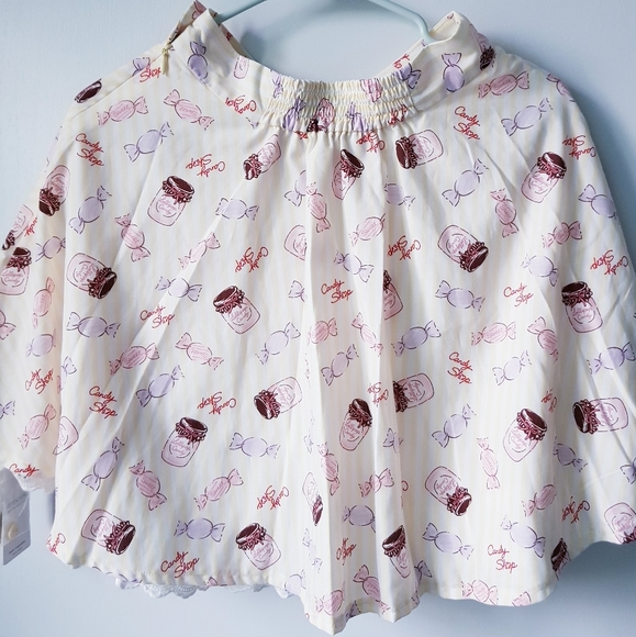 NWT Ank Rouge Japan Pastel Yellow Striped Candy Sweets Mini Skirt with Lace - Picture 3 of 5